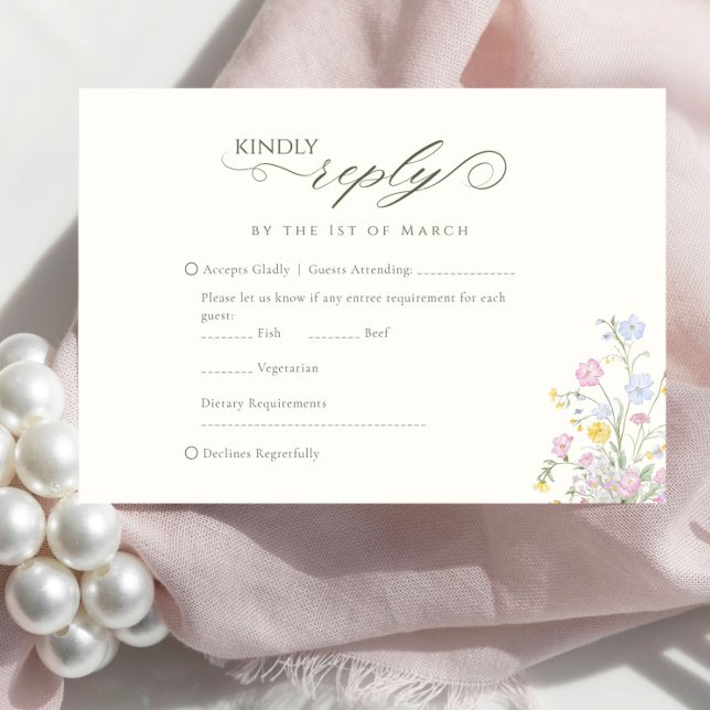Elegant Floral Wildflower Calligraphy RSVP Card (Creator Uploaded)