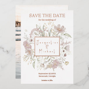 Elegant Floral Wildflower Gold Rose Save The Date