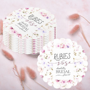 Elegant Floral Wildflower Ruby Rose Bridal Shower  Paper Coaster
