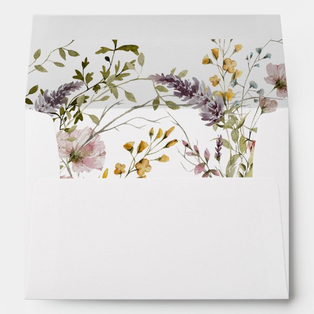 Elegant Floral Wildflower Wedding Address Envelope (Back (Bottom))