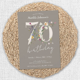 Elegant Floral Wildflowers 70th Birthday Party Invitation