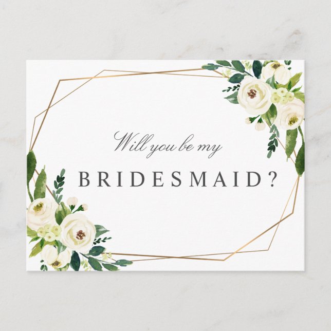 elegant floral will you be my bridesmaid card (Front)