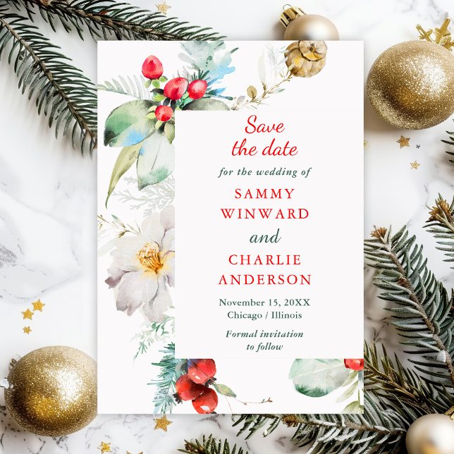 Elegant Floral Winter Wedding Save The Date Invitation (Creator Uploaded)
