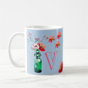 ELEGANT FLORAL WITH AN INITIAL COFFEE MUG