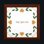 Elegant Floral With Gold Hearts Custom Wedding Gift Box<br><div class="desc">Personalize this cute, elegant Floral With Golden Hearts Wedding Wooden Jewellery Keepsake Box design. You can add text, name etc as needed. You can also change the font model, font colour and font size if you want. Click --> "Personalize" to find the tools for customizing. You can do whatever you...</div>