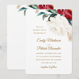 Elegant Floral with Greenery Christmas Wedding Invitation
