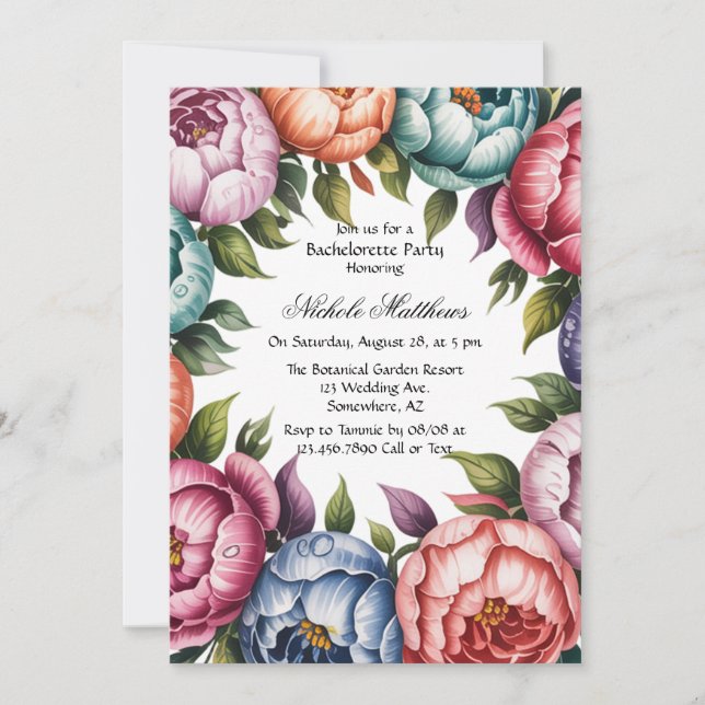 Elegant Floral Wreath Bachelorette Party Invitation (Front)