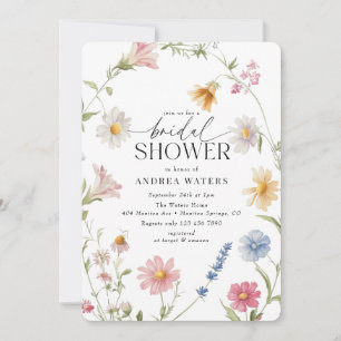 Elegant Floral Wreath Bridal Shower Invitations