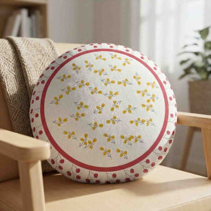 Elegant Floral Wreath Custom Monogram Round Pillow