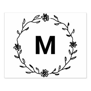 ♥ Elegant Floral Wreath Monogram ♥ Rubber Stamp