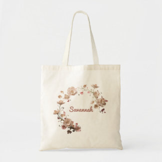 Elegant Floral Wreath Personalized Tote Bag