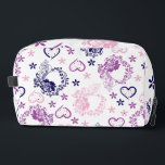 Elegant Floral Wreath & Polka Dot Hearts Cosmetic  Dopp Kit<br><div class="desc">Carry your beauty essentials in style with this elegant and romantic cosmetic bag. Decorated with intricate navy blue rose wreaths, delicate pink blossoms, and playful polka dot hearts, this design offers a sophisticated vintage aesthetic. Perfect for organizing your makeup or travel accessories, it’s a chic and feminine addition to your...</div>