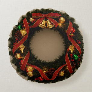 Elegant Floral Wreath Round Pillow – Cozy Home Déc