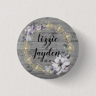 Elegant Floral Wreath Rustic Wedding 1 Inch Round Button