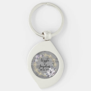 Elegant Floral Wreath Rustic Wedding   Keychain