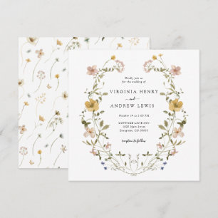 Elegant Floral Wreath Wedding Invitation