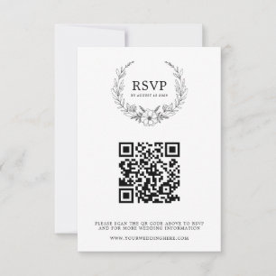 Elegant Floral Wreath Wedding RSVP Card