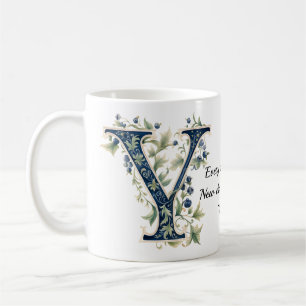 Elegant Floral Y Monogram Coffee Mug