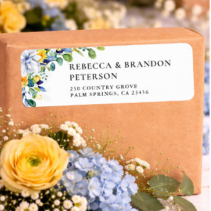 Elegant floral yellow and blue watercolor wedding