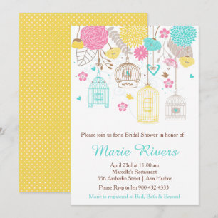Elegant Floral Yellow and Pink Bridal Shower Invitation