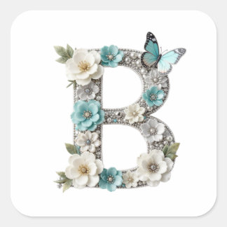 Elegant Floral Your Monogram B Paper Stickers