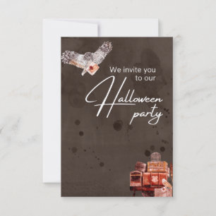 Elegant Florals and Skull Halloween Party Invitation