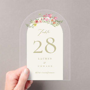 elegant florals spring Acrylic Arch Table Number