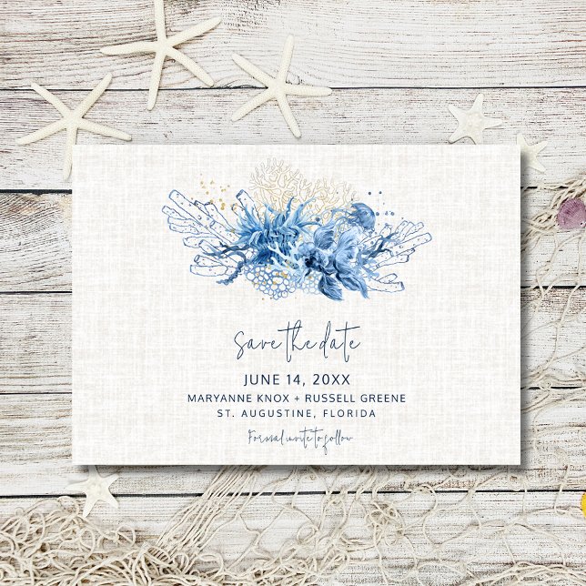 Elegant Florida Beach Wedding Save the Date Announcement Postcard (Elegant Florida Beach Wedding Save the Date)