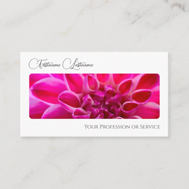 Elegant florist flower blossom calligraphy QR-Code Business Card (Front)