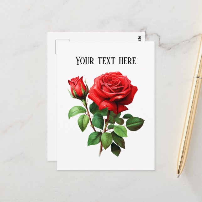Elegant florist or Gardener Red rose  Postcard (Front/Back In Situ)