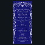 Elegant Flourish Blue Wedding Programs Templates<br><div class="desc">Elegant Flourish Royal Blue Vertical Wedding Programs with a fancy flourish scroll with heart at the top and down the sides of the front of the program. This is a 4" x 9" vertical two sided wedding program. Just use the template fields to add your own wedding ceremony details or...</div>