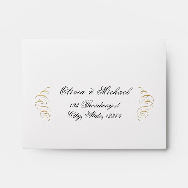 Elegant flourish calligraphy vintage Wedding RSVP Envelope (Front)