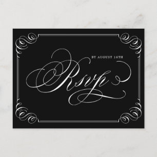 Elegant flourish calligraphy vintage wedding RSVP Invitation Postcard