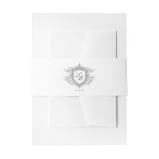 Elegant Flourish Crest Monogram Wedding Invitation Belly Band