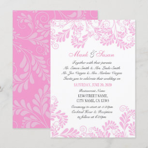 Elegant Flourish Curly Pink Wedding Invitation