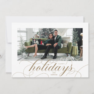 Elegant Flourish Formal Script Holiday Photo Card