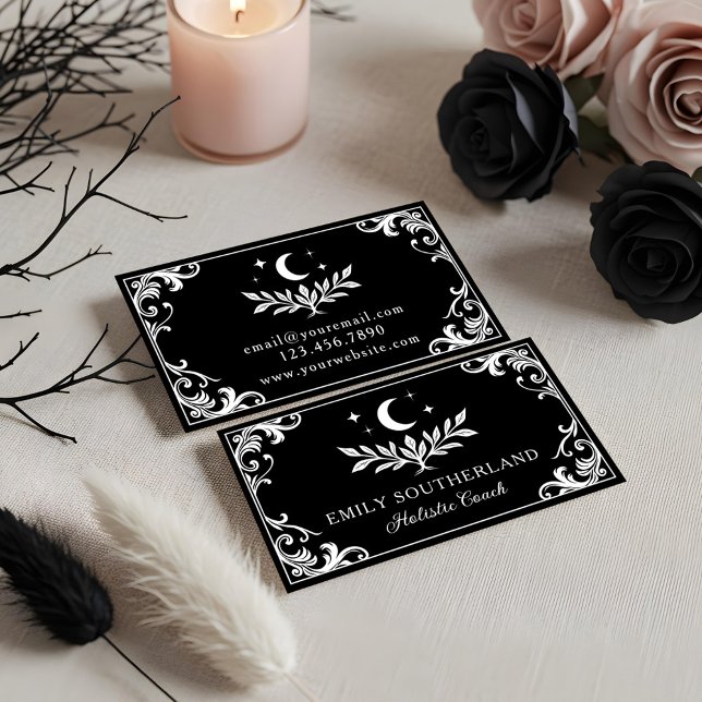 Elegant Flourish Gothic Nature Holistic Coaches Business Card (Elegant Flourish Gothic Nature Holistic Coaches Business Card)