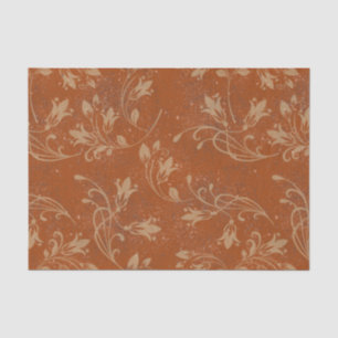 Elegant Flourish Leaves Burnt Orange Grunge Tissue Paper