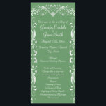 Elegant Flourish Sage Wedding Programs Templates<br><div class="desc">Elegant Flourish Sage Green Vertical Wedding Programs with a fancy flourish scroll with heart at the top and down the sides of the front of the program. This is a 4" x 9" vertical two sided wedding program. Just use the template fields to add your own wedding ceremony details or...</div>