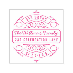 Elegant Flourish Script Name Round Return Address Self-inking Stamp
