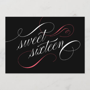 Elegant Flourish Sweet 16 Party Invitations