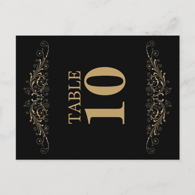 Elegant Flourish Table Number Card (Front)
