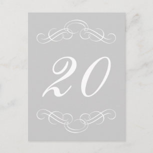 Elegant Flourish Table Numbers (Silver / White) Postcard