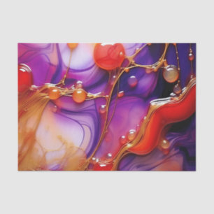 Elegant Flow Abstract Purple and Gold Fluid Tissue Paper