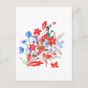 Elegant Flower and Leaves Artwork   Minimal  Postcard