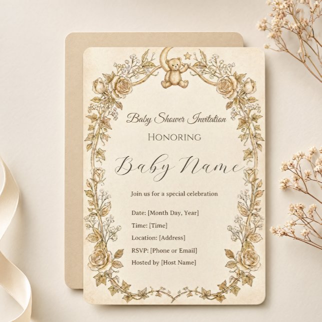 elegant  flower baby shower invitations (Créateur téléchargé)