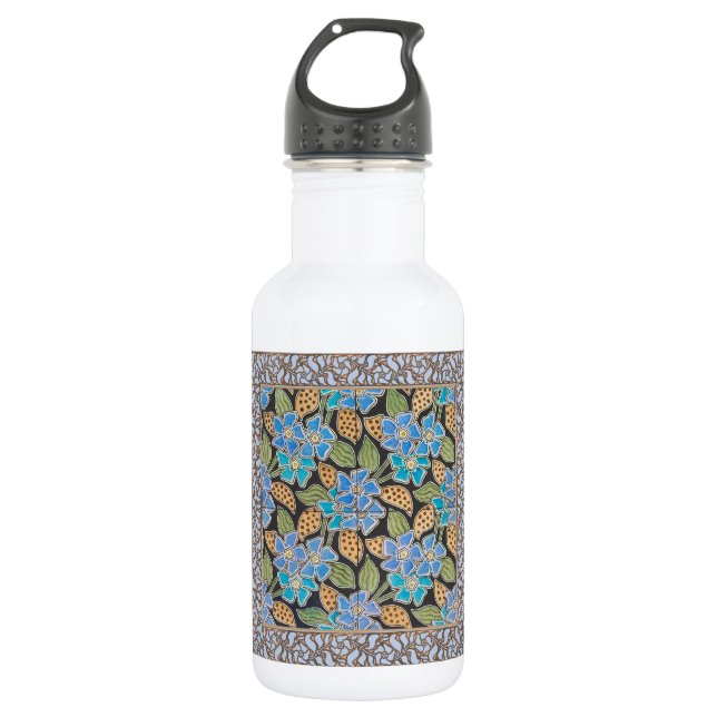 Elegant Flower Blue Periwinkle Floral Classic 532 Ml Water Bottle (Front)