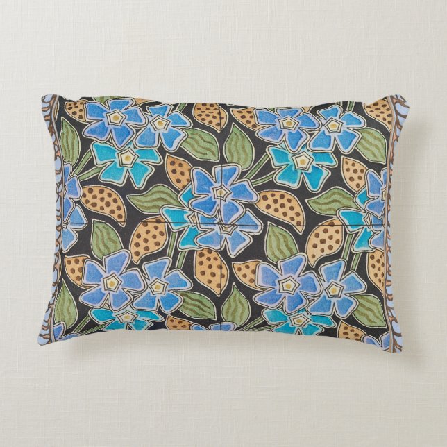 Elegant Flower Blue Periwinkle Floral Classic Accent Pillow (Back)
