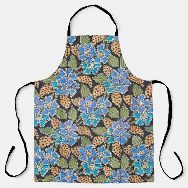 Elegant Flower Blue Periwinkle Floral Classic Apron (Front)