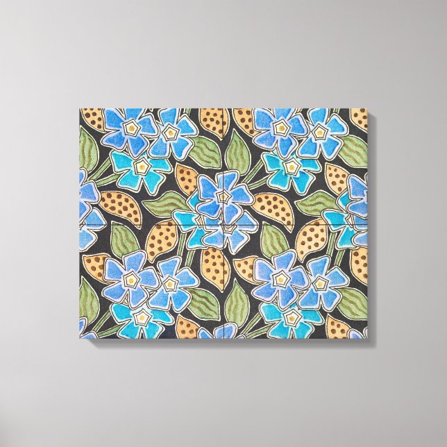 Elegant Flower Blue Periwinkle Floral Classic Canvas Print (Front)